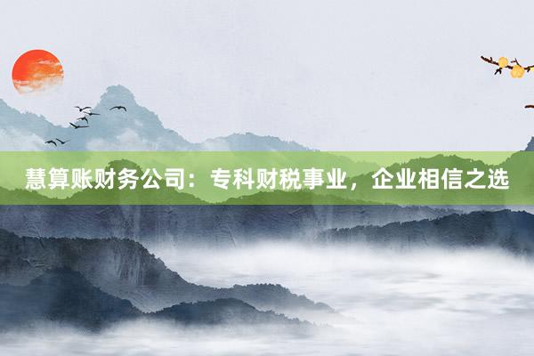 慧算账财务公司：专科财税事业，企业相信之选