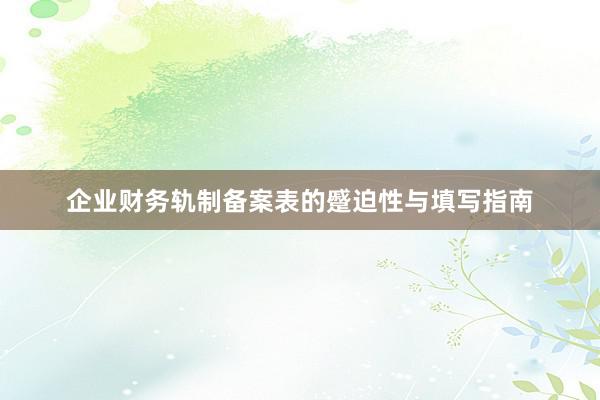 企业财务轨制备案表的蹙迫性与填写指南