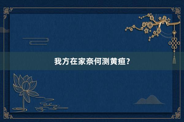 我方在家奈何测黄疸？